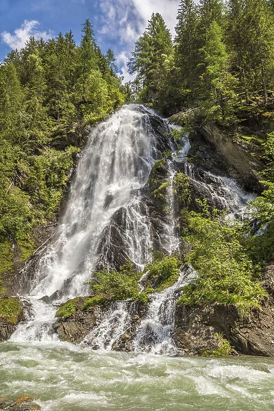Haslacher waterfall, Kalser Tal, Kals am Groszglockner, East Tyrol, Tyrol, Austria