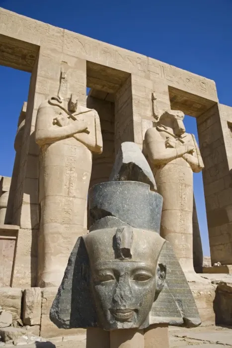 Framed Print : Headless statues of Ramses II line the courtyard Framed Print : Headless statues of Ramses II line the courtyard