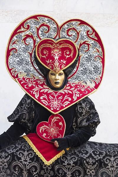 Heart-shaped costume at the Venice Carnival, Venice, Italy