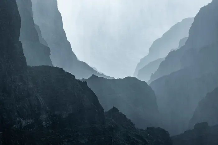 Framed Print : Heavy rain falling in Masca Gorge, Tenerife, Canary Islands Framed Print : Heavy rain falling in Masca Gorge, Tenerife, Canary Islands