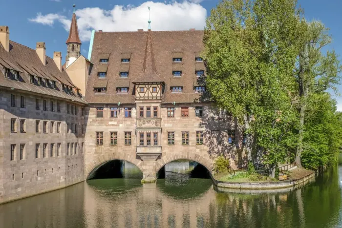 Framed Print : Heilig-Geist-Spital an der Pegnitz, Nuremberg, Middle Franconia, Bavaria, Germany