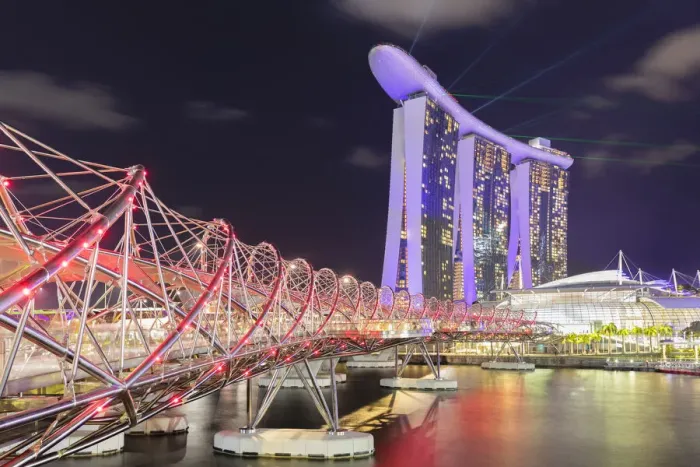 Framed Print : Helix Bridge and Marina Bay Sands Hotel, Singapore City, Singapore Framed Print : Helix Bridge and Marina Bay Sands Hotel, Singapore City, Singapore