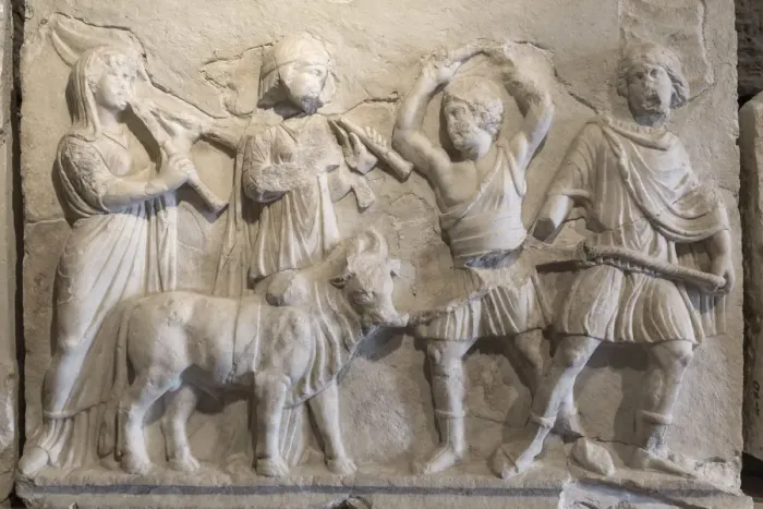 Framed Print : Hellenistic sculpture in archaeology museum, Pamukkale, Hierapolis, Denizli Province