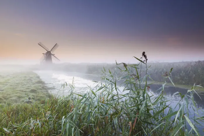 Framed Print : Herringfleet Mill in Mist, Suffolk, England Framed Print : Herringfleet Mill in Mist, Suffolk, England