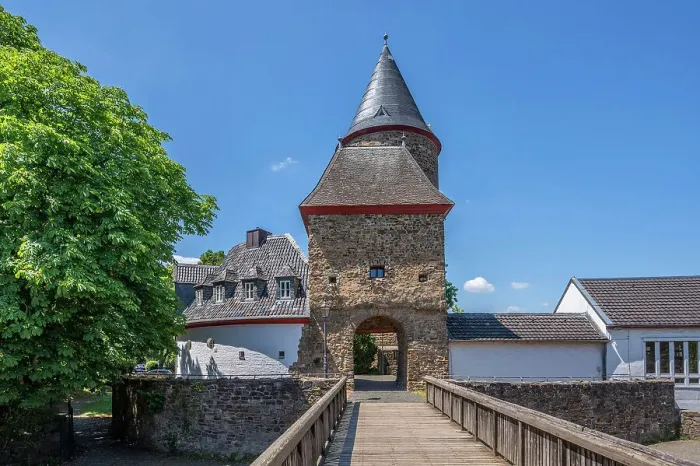 Framed Print : Hexenturm, witches tower, part of the former Rheinbach castle at Rheinbach, Rhein-Sieg-Kreis, North Rhine-Westphalia, Germany