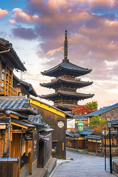Higashiyama district (old town) and Yasaka Pagoda in Hokanji temple, Kyoto, Kansai region
