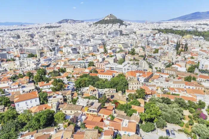 Framed Print : High angle view of Athens city centre, Athens, Greece Framed Print : High angle view of Athens city centre, Athens, Greece