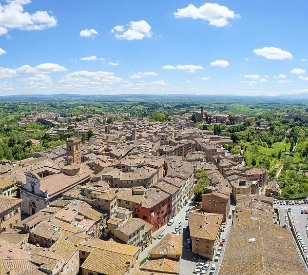 High angle view of buildings in old town. UNESCO World Heritage Site, Siena, Tuscany