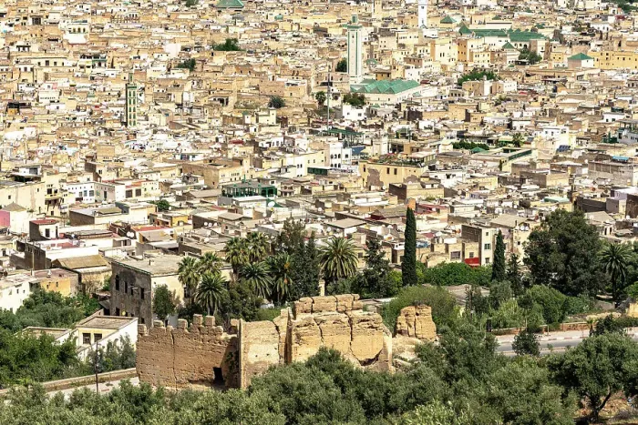 Framed Print : High angle view of crowded houses of medina, Fez, Morocco Framed Print : High angle view of crowded houses of medina, Fez, Morocco