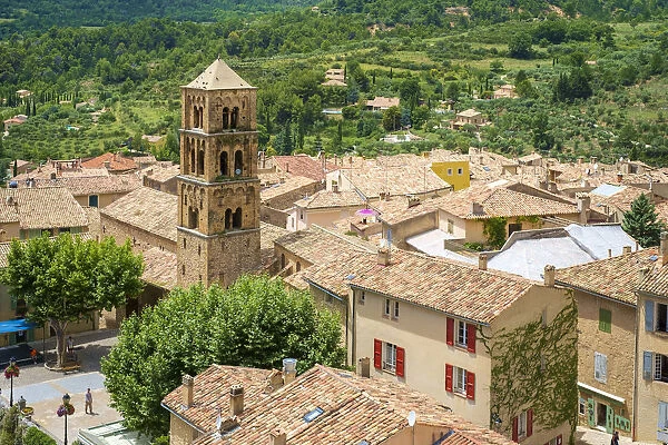 High angle view of town of Moustiers-Sainte-Marie, Alpes-de-Haute-Provence