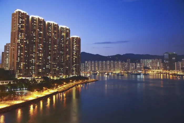 Framed Print : High-rise apartments in Tsing Yi and Tseun Wan, New Territories, Hong Kong, China Framed Print : High-rise apartments in Tsing Yi and Tseun Wan, New Territories, Hong Kong, China