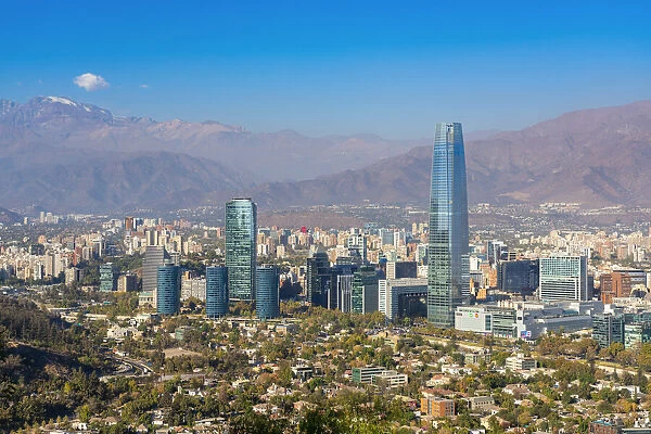 High-rise buildings of Providencia with Gran Torre Santiago, Santiago Province, Santiago Metropolitan Region, Chile