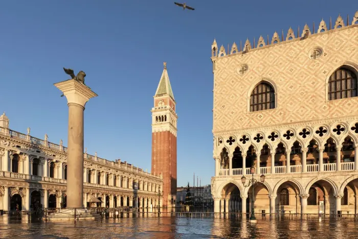 Framed Print : High tide in the morning in St Marks Square. Venice, Veneto, Italy Framed Print : High tide in the morning in St Marks Square. Venice, Veneto, Italy