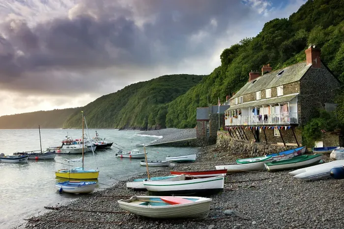 Framed Print : High tide in the old fishing village of Clovelly, Devon, England. Autumn (September) 2009 Framed Print : High tide in the old fishing village of Clovelly, Devon, England. Autumn (September) 2009