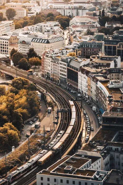 Framed Print : High view of railways near Alexanderplatz in Berlin, Germany Framed Print : High view of railways near Alexanderplatz in Berlin, Germany