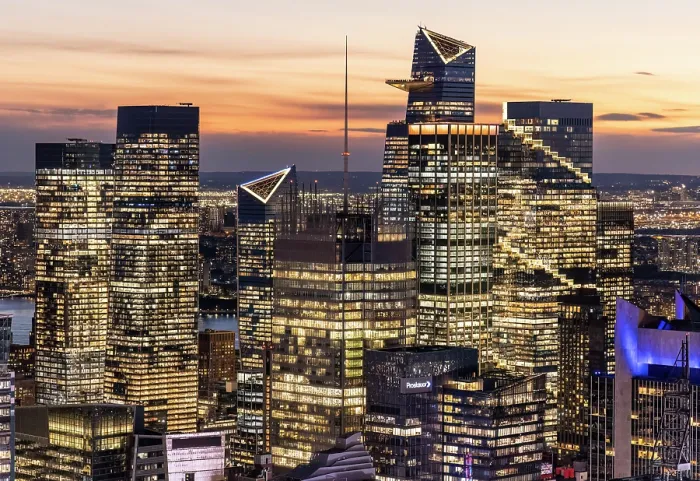 Framed Print : Highrise buildings at sunset, including The Edge viewing deck at 30 Hudson Yards, from Top of the Rock (Rockefeller Centre), Manhattan, New York City, New York, USA Framed Print : Highrise buildings at sunset, including The Edge viewing deck at 30 Hudson Yards, from Top of the Rock (Rockefeller Centre), Manhattan, New York City, New York, USA