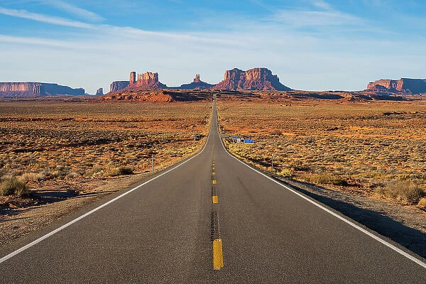 Highway 163 leading to Monument Valley, Navajo Tribal Park, Arizona, USA