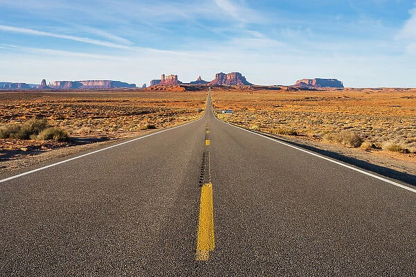 Highway 163 leading to Monument Valley, Navajo Tribal Park, Arizona, USA