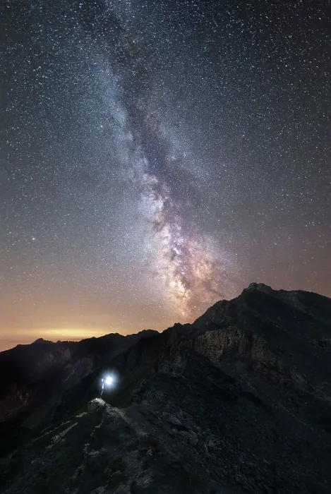 Framed Print : Hiker under the Milky Way at Agnello Pass, Valle Varaita, Piedmont, Italy Framed Print : Hiker under the Milky Way at Agnello Pass, Valle Varaita, Piedmont, Italy