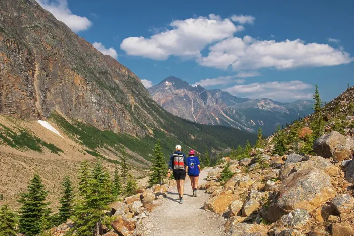 Framed Print : Hikers on path along the Edith Cavell Trail. Jasper National Park, Alberta, Canada Framed Print : Hikers on path along the Edith Cavell Trail. Jasper National Park, Alberta, Canada