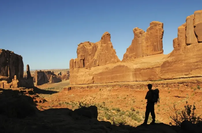 Framed Print : Hiking, Park Avenue, Arches National Park, Moab, Utah, USA, (MR)