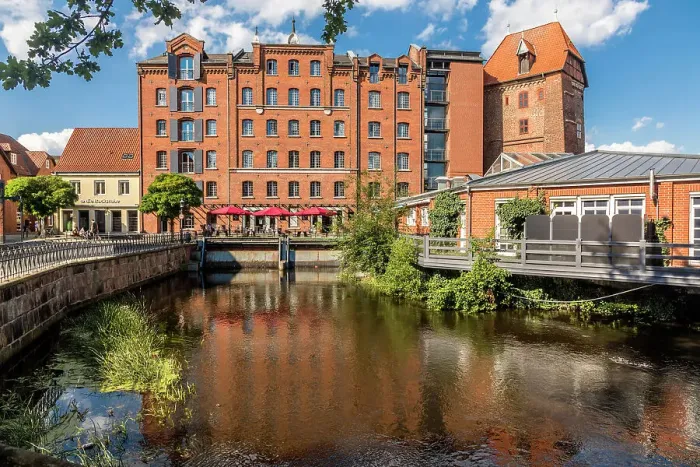 Framed Print : Historic Abbot`s Mill on the Ilmenau, Luneburg, Lower Saxony, Germany