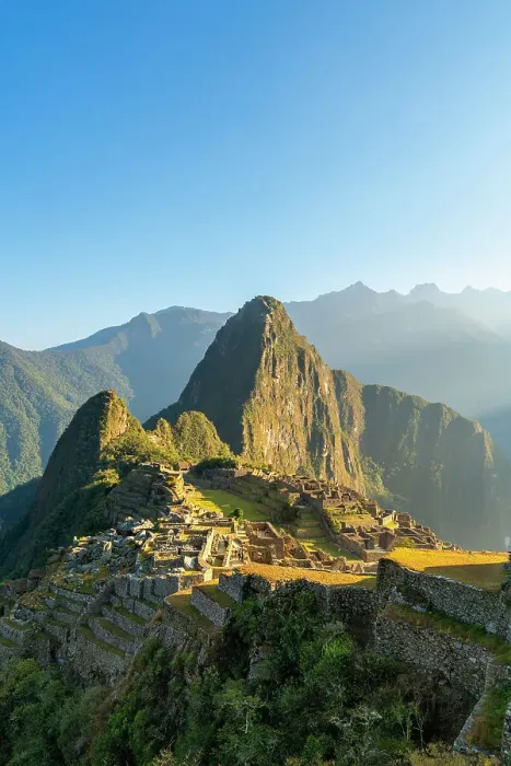 Framed Print : Historic ancient archeological Incan Machu Picchu on mountain in Andes at sunrise, Cuzco Region, Peru Framed Print : Historic ancient archeological Incan Machu Picchu on mountain in Andes at sunrise, Cuzco Region, Peru