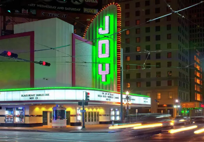 Framed Print : Historic art deco Joy Theater on Canal Street in downtown New Orleans, built in 1947 as a movie theater and renovated in 2011, Louisiana, USA