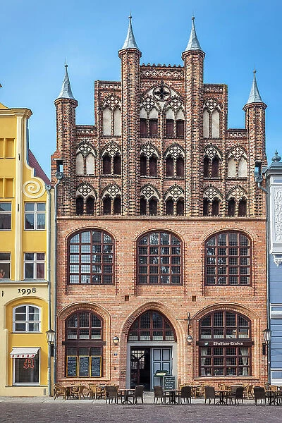 Historic brick house in the old town of Stralsund, Mecklenburg-West Pomerania, Baltic Sea, Northern Germany, Germany