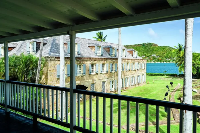 Framed Print : Historic buildings view from a colonial style veranda, Nelson's Dockyard, English Harbour, Antigua, Caribbean, West Indies Framed Print : Historic buildings view from a colonial style veranda, Nelson's Dockyard, English Harbour, Antigua, Caribbean, West Indies