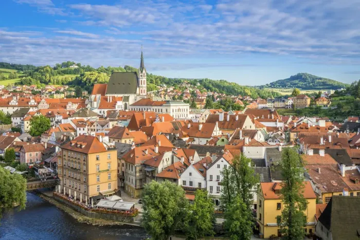 Framed Print : Historic center of Cesky Krumlov as seen from The Castle and Chateau, Cesky Krumlov, South Bohemian Region, Czech Republic Framed Print : Historic center of Cesky Krumlov as seen from The Castle and Chateau, Cesky Krumlov, South Bohemian Region, Czech Republic