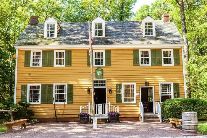 Framed Print : The Historic Dennisville Inn built in the Colonial Willaimsburg style located at Cold Spring Historic Village in Cape May, New Jersey Framed Print : The Historic Dennisville Inn built in the Colonial Willaimsburg style located at Cold Spring Historic Village in Cape May, New Jersey