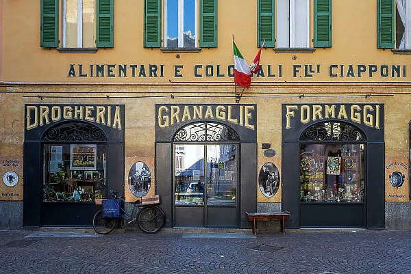 Historic grocery store, Morbegno, Valtellina, Lombardy, Italy