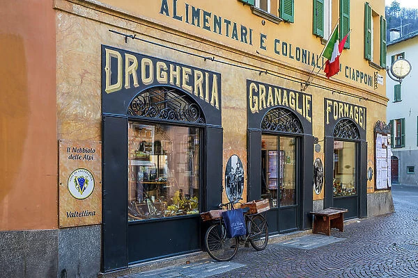 Historic grocery store, Morbegno, Valtellina, Lombardy, Italy