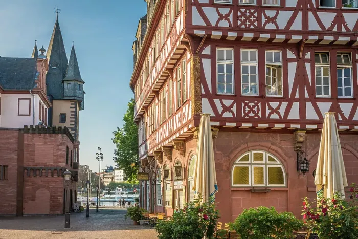 Framed Print : Historic half-timbered house Bertheym between river Main and Romer square, Frankfurt, Hesse, Germany Framed Print : Historic half-timbered house Bertheym between river Main and Romer square, Frankfurt, Hesse, Germany