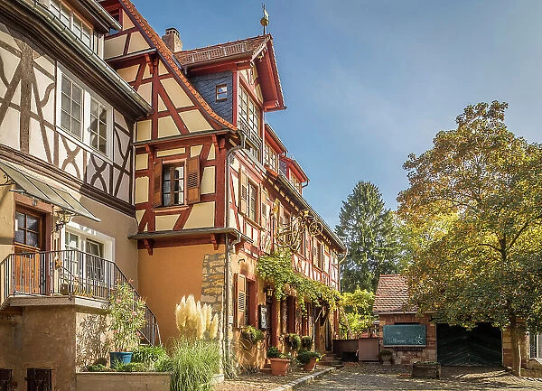 Historic half-timbered houses in the old town of Heppenheim, southern Hesse, Hesse, Germany
