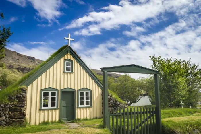 Framed Print : Historic Hofskirkja church in Hof village, South Iceland, Iceland Framed Print : Historic Hofskirkja church in Hof village, South Iceland, Iceland
