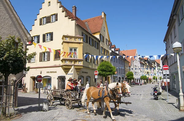 Historic horse-drawn carriage h in Kaufbeuren, Allgaeu, Bavaria, Germany