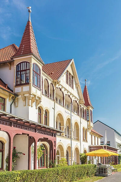 Historic Hotel Haus Wilhelm-Augusta at the Kurpark of Norderney, East Frisian Islands, East Frisia, Lower Saxony, Germany