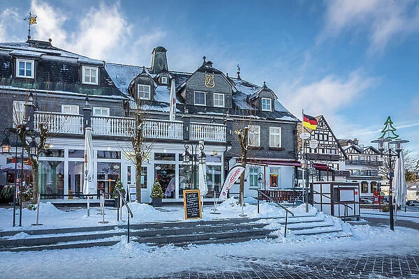 Historic hotel on the market square of Winterberg, Sauerland, North Rhine-Westphalia, Germany
