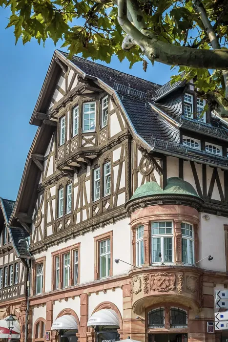 Framed Print : Historic house from 1908 on the market square of Bad Homburg vor der Hohe, Taunus, Hesse, Germany
