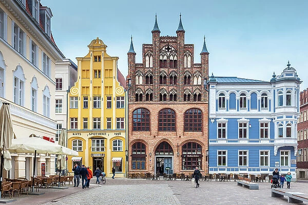 Historic houses at Alter Markt in Stralsund, Mecklenburg-West Pomerania, Baltic Sea, Northern Germany, Germany