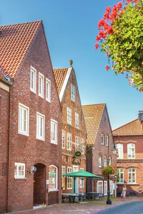 Framed Print : Historic houses on church square, Jever, East Frisia, Lower Saxony, Germany Framed Print : Historic houses on church square, Jever, East Frisia, Lower Saxony, Germany