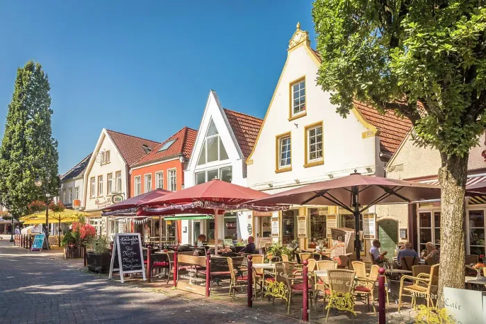 Framed Print : Historic houses on church square, Jever, East Frisia, Lower Saxony, Germany Framed Print : Historic houses on church square, Jever, East Frisia, Lower Saxony, Germany