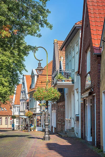 Historic houses on church square, Jever, East Frisia, Lower Saxony, Germany