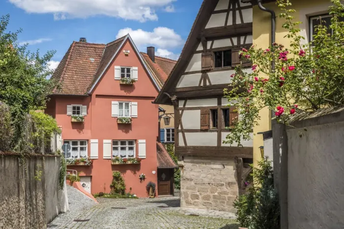 Framed Print : Historic houses on the city wall of Dinkelsbuhl, Middle Franconia, Bavaria, Germany Framed Print : Historic houses on the city wall of Dinkelsbuhl, Middle Franconia, Bavaria, Germany