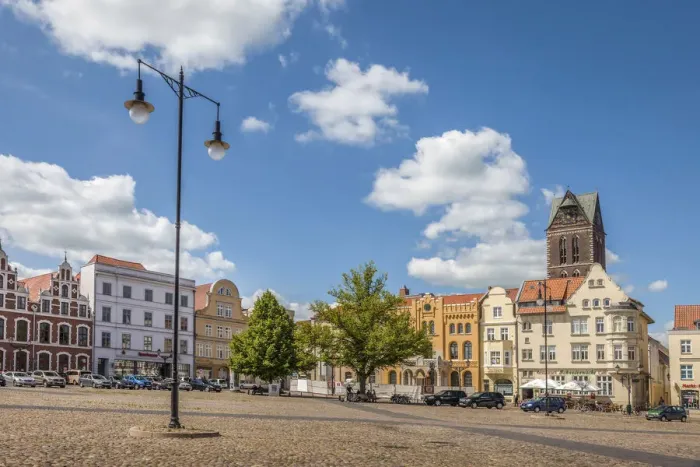 Framed Print : Historic houses on the market square in the old town of Wismar Framed Print : Historic houses on the market square in the old town of Wismar