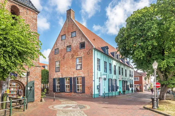 Framed Print : Historic houses in the old town of Greetsiel, East Frisia, Lower Saxony, Germany Framed Print : Historic houses in the old town of Greetsiel, East Frisia, Lower Saxony, Germany