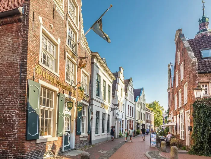 Framed Print : Historic houses on Rathausstrasse in the old town, Leer, East Frisia, Lower Saxony, Germany Framed Print : Historic houses on Rathausstrasse in the old town, Leer, East Frisia, Lower Saxony, Germany