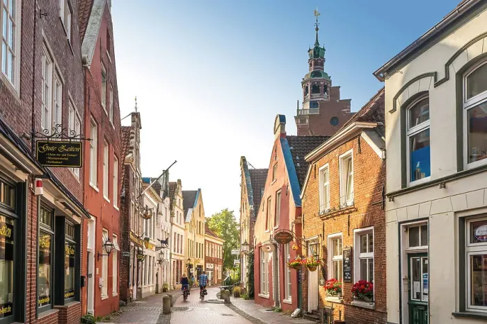 Framed Print : Historic houses on Rathausstrasse in the old town, Leer, East Frisia, Lower Saxony, Germany Framed Print : Historic houses on Rathausstrasse in the old town, Leer, East Frisia, Lower Saxony, Germany